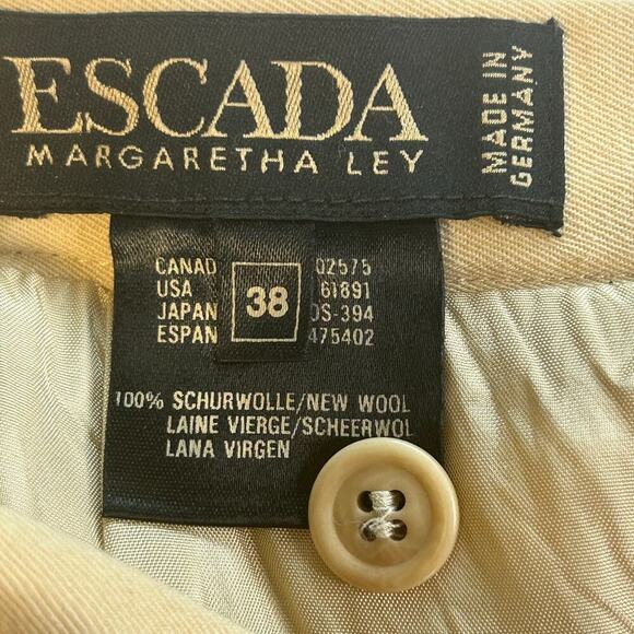 Escada tan 100% new wool pencil lined career skirt size 38 (US 8) - Picture 4 of 6